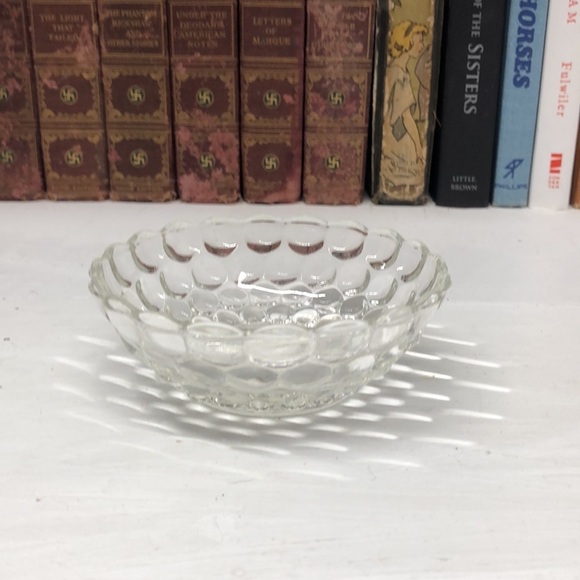 ANCHOR Hocking Small Clear Bubble Glass Desert/Fruit Bowls Set of 2 O395 - Picture 5 of 5
